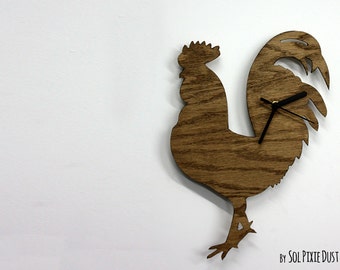 Rooster Silhouette - Wooden Wall Clock