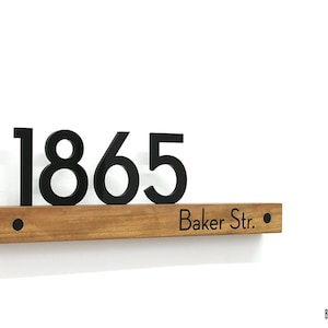 Modern House Numbers - African Teak Iroko & Black Acrylic - Contemporary Address - Door Number - Modern House Plaque sign - Underline sign