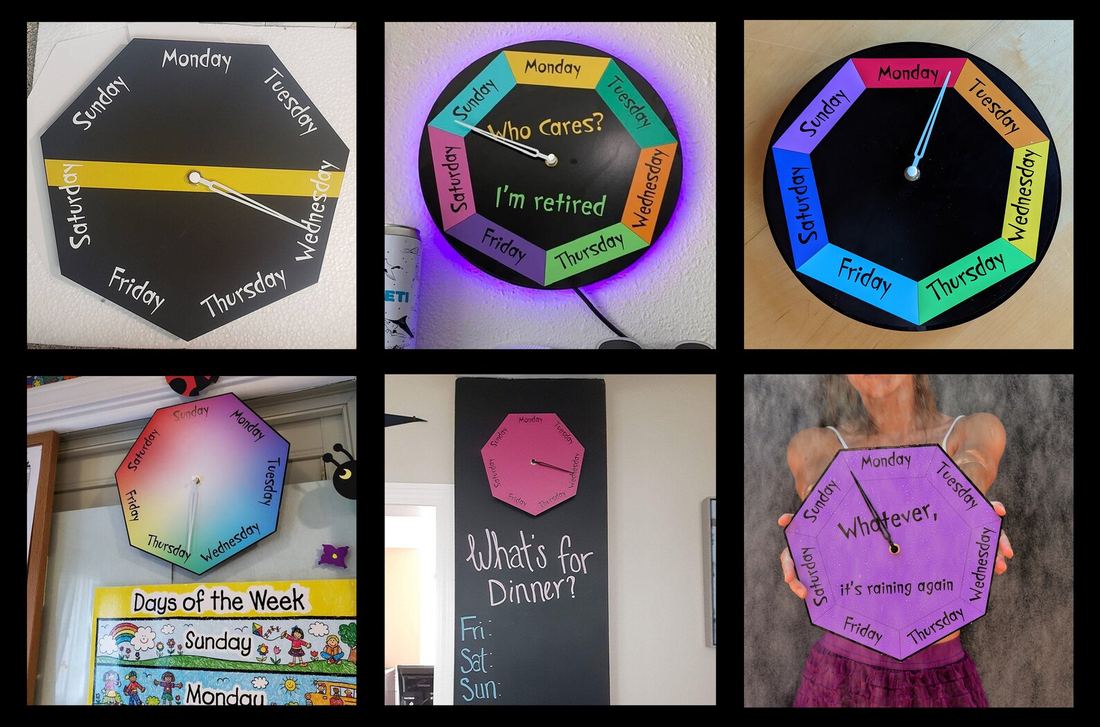 Day of the Week Clock - Just a Perfect Day - Heptagon Week Clock - Fun ...