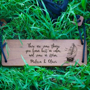 Wooden Tree Swing - Solid African Teak Wood - Personalized Laser Engraving - Minimalist Decor - Home Decor - Adult Swing - Engraved Quote