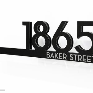 Modern House Numbers - Black Aluminum (ACP) and Silver Fiber Laser Engraving - Contemporary Home Sign - Underline - Hotel Room Door Number