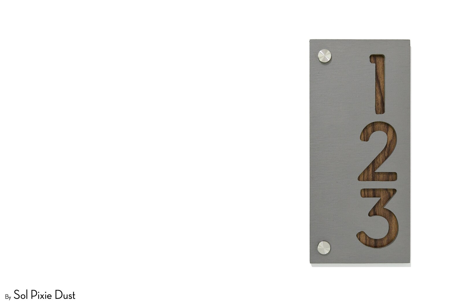 Modern House Numbers, Rectangle Concrete With Alucobond Walnut ...