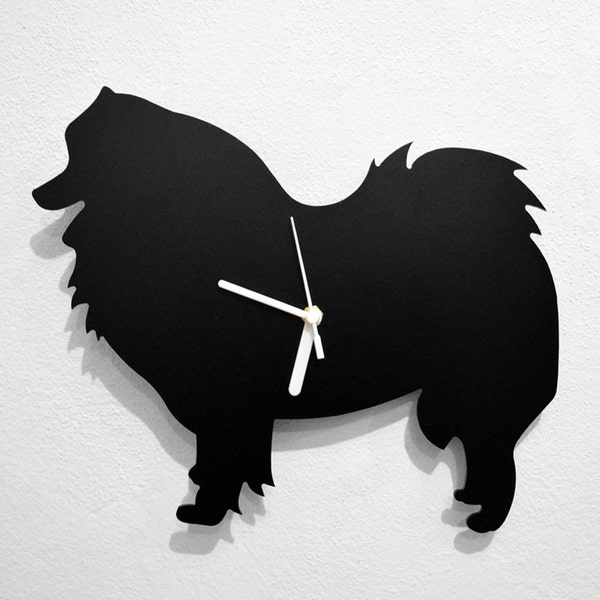 Samoyedic Spitz Dog - Wall Clock Silhouette