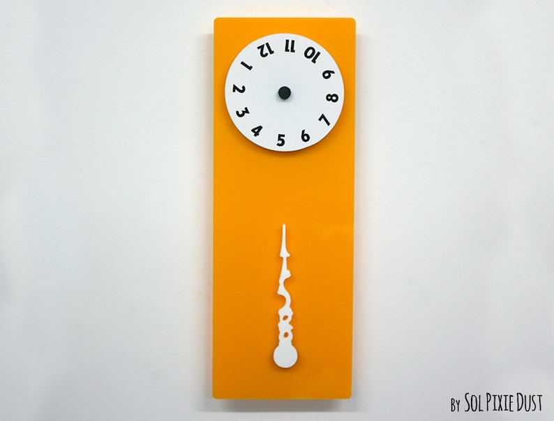 Stable Hand Rotating Numbers Yellow Wall Clock Etsy