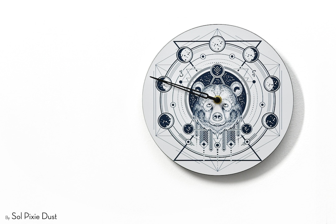 Moon Phase Wall Clock - Lunar Cycle Tracker - Round White - Boho Decor ...