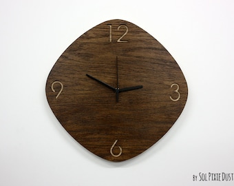 Wooden Oval Rhombus - Wooden Wall Clock - Home Decor - Contemporary - Minimalist Wall Art - Gift Idea - Housewarming - Anniversary Gift