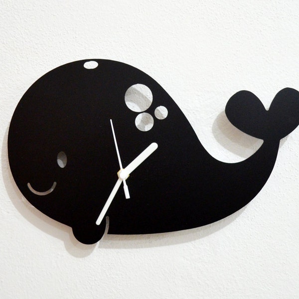 Whale Kids Cartoon Silhouette  - Wall Clock