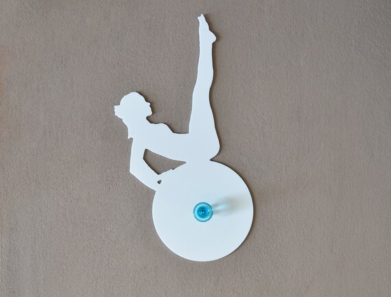 Key Hanger Details about   Gymnastics Silhouette white Wall Hook Coat Hook 