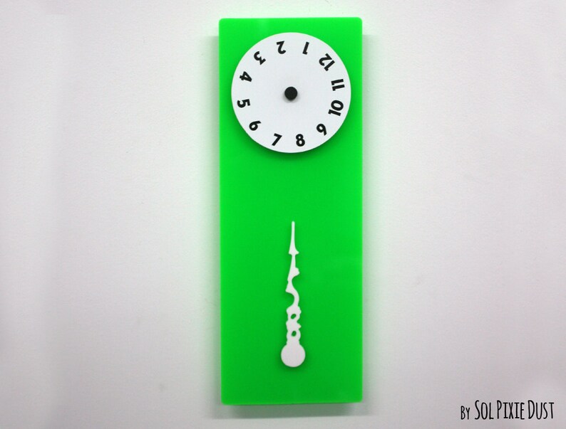 Stable Hand Rotating Numbers Green Wall Clock Etsy