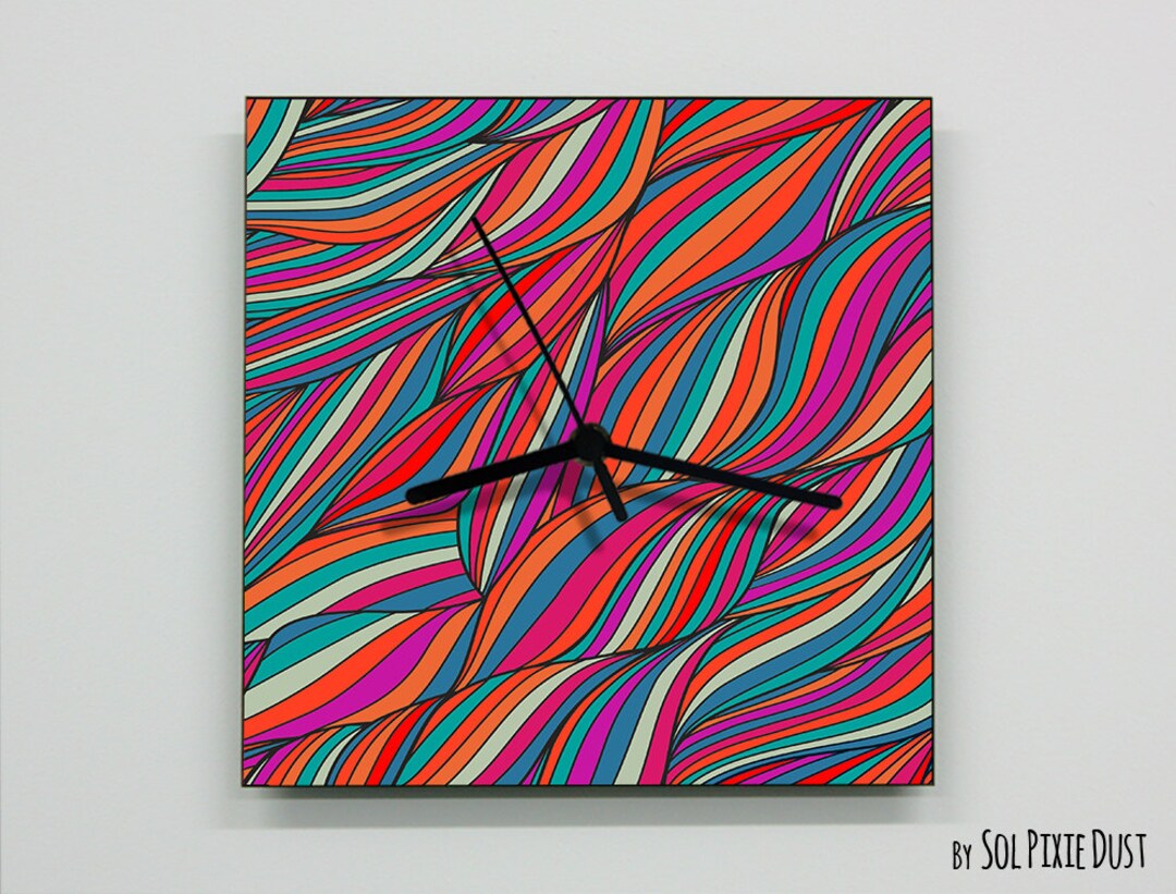 Colorful Waves Abstract Seamless Pattern Wall Clock - Etsy