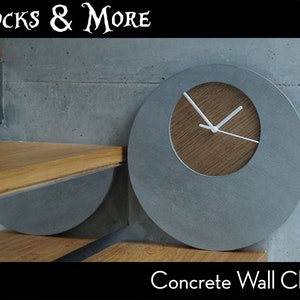 Organic Shape Concrete with Wood Wall Clock Minimal Modern Wall Clock N6 Home Decor Housewarming Gift image 7