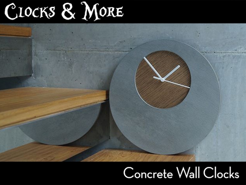 Organic Shape Concrete with Wood Wall Clock Minimal Modern Wall Clock N6 Home Decor Housewarming Gift image 7