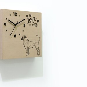 Wooden Time Box Clock - Cappuccino Chalk American Mastiff Dog - Pendulum Clock - Personalize Name - Memorial Gift - Dog Owner - Dog Lover