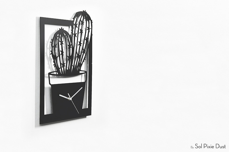 Cactus in Pot - Silhouette Wall Clock - Housewarming Gift - Cactus ...