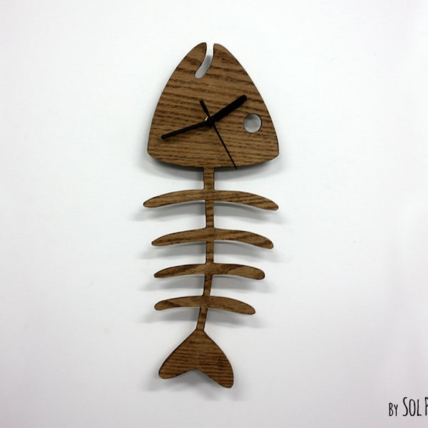 Fish Bone Wooden Wall Clock