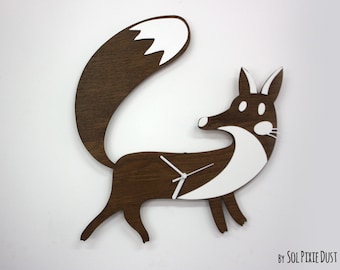 Cute Fox - Wooden Wall Clock - Kids Nursery Room - Teens Room - Baby Room - Play Room Decor - Birthday Gift Idea - Baptism - Animal Lover