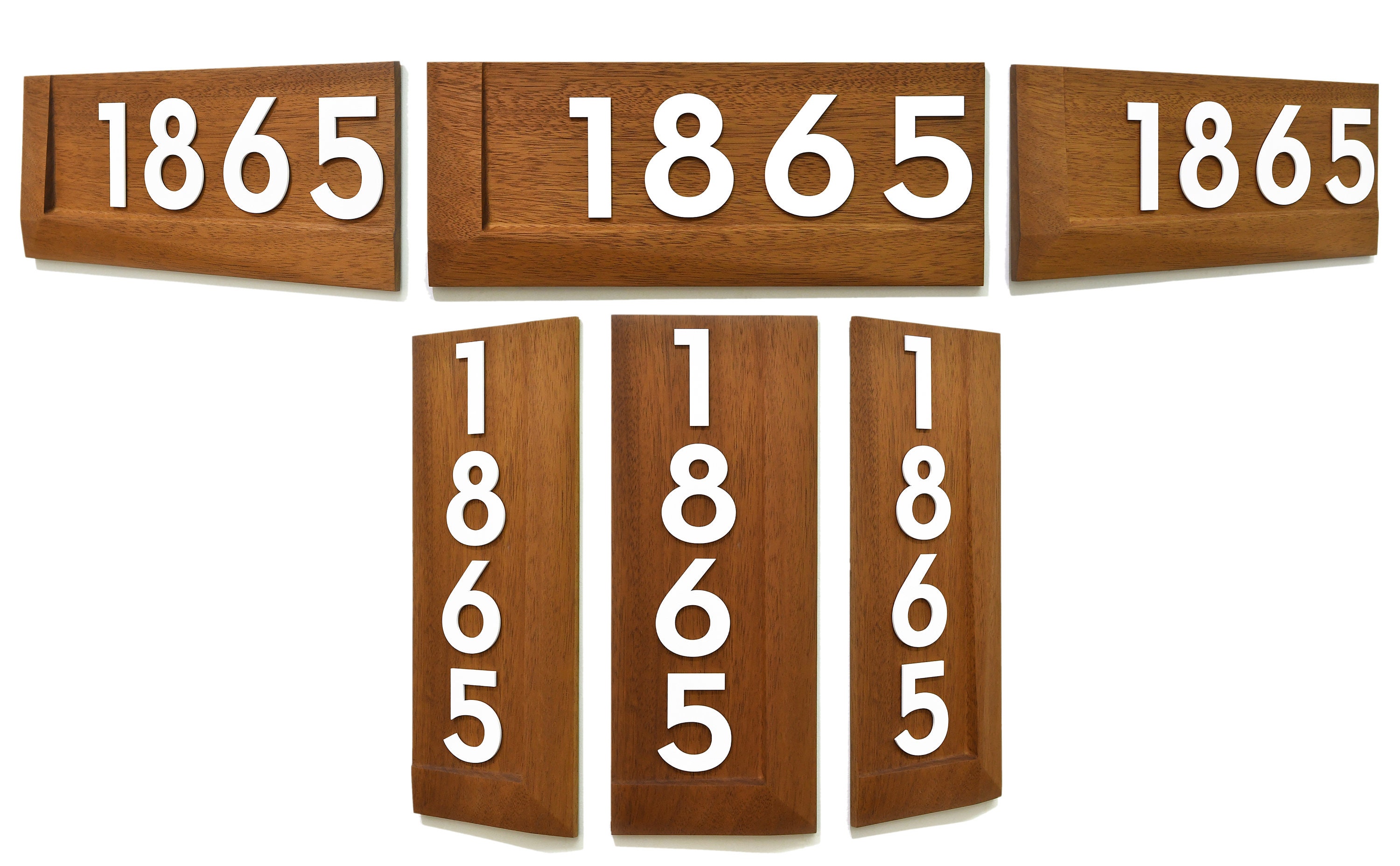 Modern House Numbers - Square Solid Wood African Teak Iroko With Laser ...