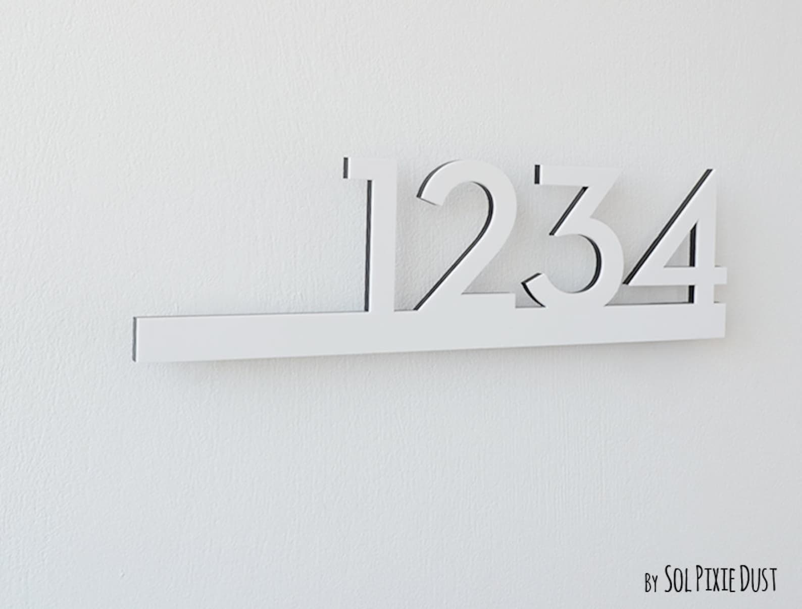 Modern House Numbers White With Black Acrylic Contemporary Etsy