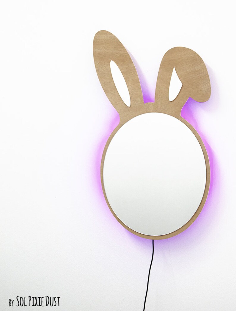 Safety Mirror Bunny Ears With LED Light Wall Decor Mirror Etsy