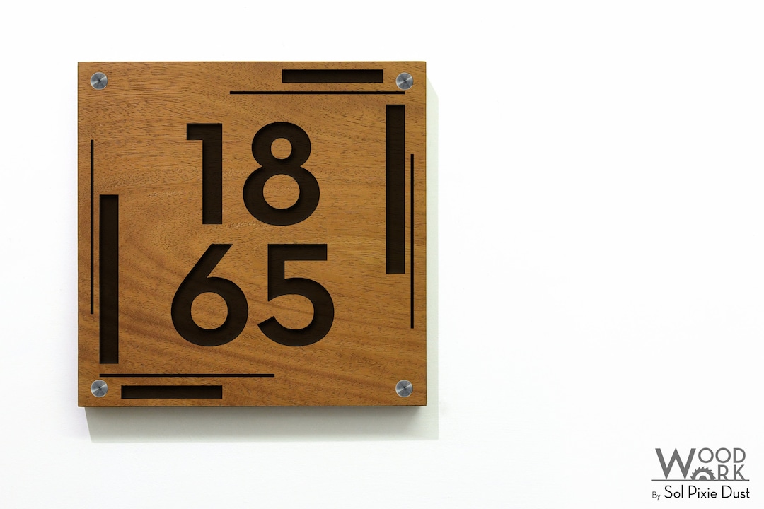 Modern House Numbers - Square Solid Wood African Teak Iroko With Laser ...