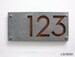 Modern House Numbers, Rectangle Concrete with Marine Plywood - Contemporary Home Address - Sign Plaque - Door Number 
