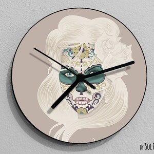 Calavera Sugar Skull - Día de Muertos -Dia de Los Muertos - Calavera - Reloj de pared