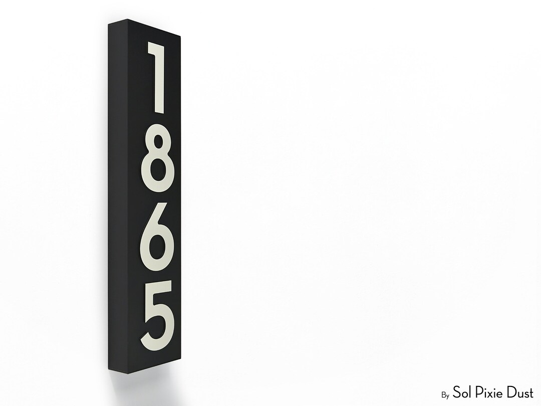 Modern House Numbers - Aluminum Hollow Bar Rectangle Vertical - Black ...