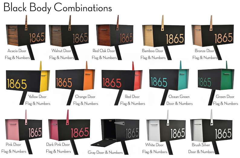 Contemporary Post Mounted Mailbox, Aluminum Metallic Gray Body and Ocean Green Door and Number, Modern Design Custom Mailbox Mailnest Type 4 image 5
