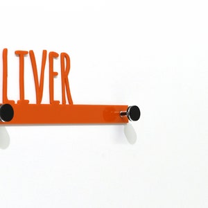 Modern Custom Wall Hook Orange Name - Kids Room decor, Coat Hook, Decorative Wall Hook, Wall Pegs, Wall Key Hanger, Kids Nursery Room