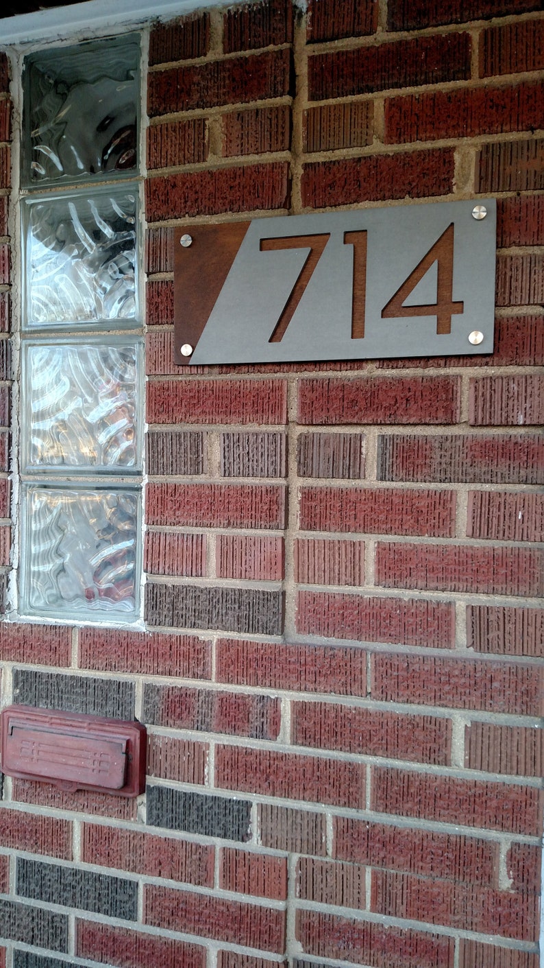 Modern House Numbers Concrete with Marine Plywood Etsy