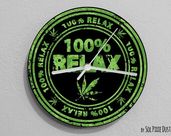 100% Relax Funny Marijuana Wall Clock - RGB LED 5V Opzione