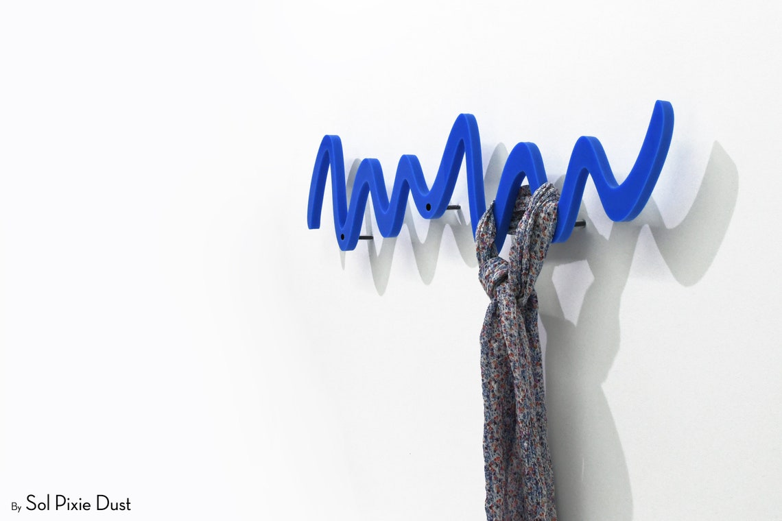 Modern Decorative Wall Hook Blue Zick Zack Coat Rack Etsy