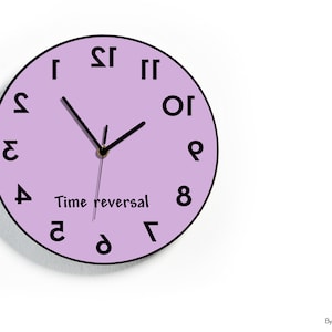 Reverse Wall Clock - Time Reversal - Round Funny Clock - Backwards running Time - Counterclockwise Clock - Office Decor - RGB LED 5V Option