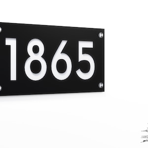 Modern House Numbers - Rectangle Black with White Acrylic - Contemporary Home Address - Sign Plaque - Door Number - Hotel Numbers