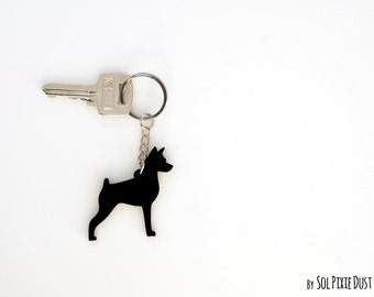 Miniature Pinscher Dog Keychain Silhouette