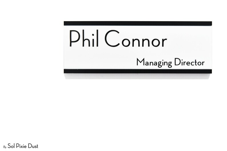 Style 3 Door Name Sign White Acrylic Slide Plate- Custom Wall Mounted Name Label Business Office Sign Office Door Name Plate