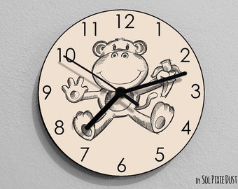 Monkey Wall Clock - Kids Nursery Room, Teens Room, Baby Room  - Wall Clock