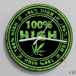 Reloj de pared de marihuana 100% divertido - Opción RGB LED 5V