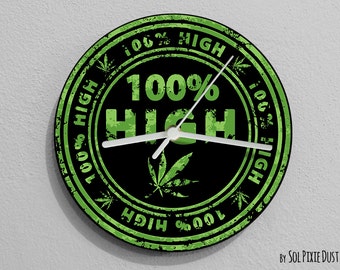 100% High Funny Marijuana Wall Clock - RGB LED 5V Opzione