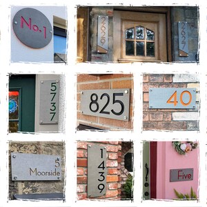 Modern House Numbers, Square Concrete with White Acrylic Contemporary Home Address Sign Plaque Door Number image 7