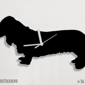 Perro salchicha de pelo largo - Silueta de reloj de pared