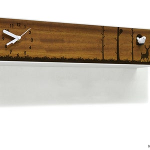 Modern Cuckoo Bird Clock - Solid Wood - Wooden Wall Clock / Table Clock - City One-Story Big - Cabin - Cottage Decor - Forest Deer - Hunter