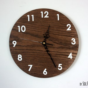 Wooden Circle with Numbers - Wooden Wall Clock