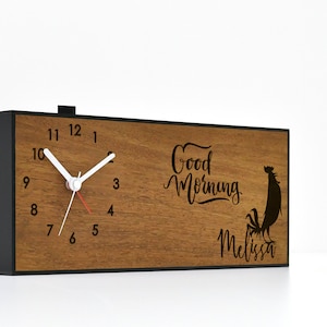 Modern Alarm Clock - Laser Engraved Wooden Clock - Analog - No Ticking - Decorative Gift - Custom Name - Gift for Sister - Bestfriend Gift