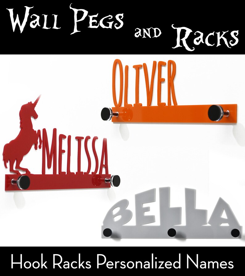 Custom Name Wall Hook Oval Orange Personalized Wall Peg Kids Room Decor