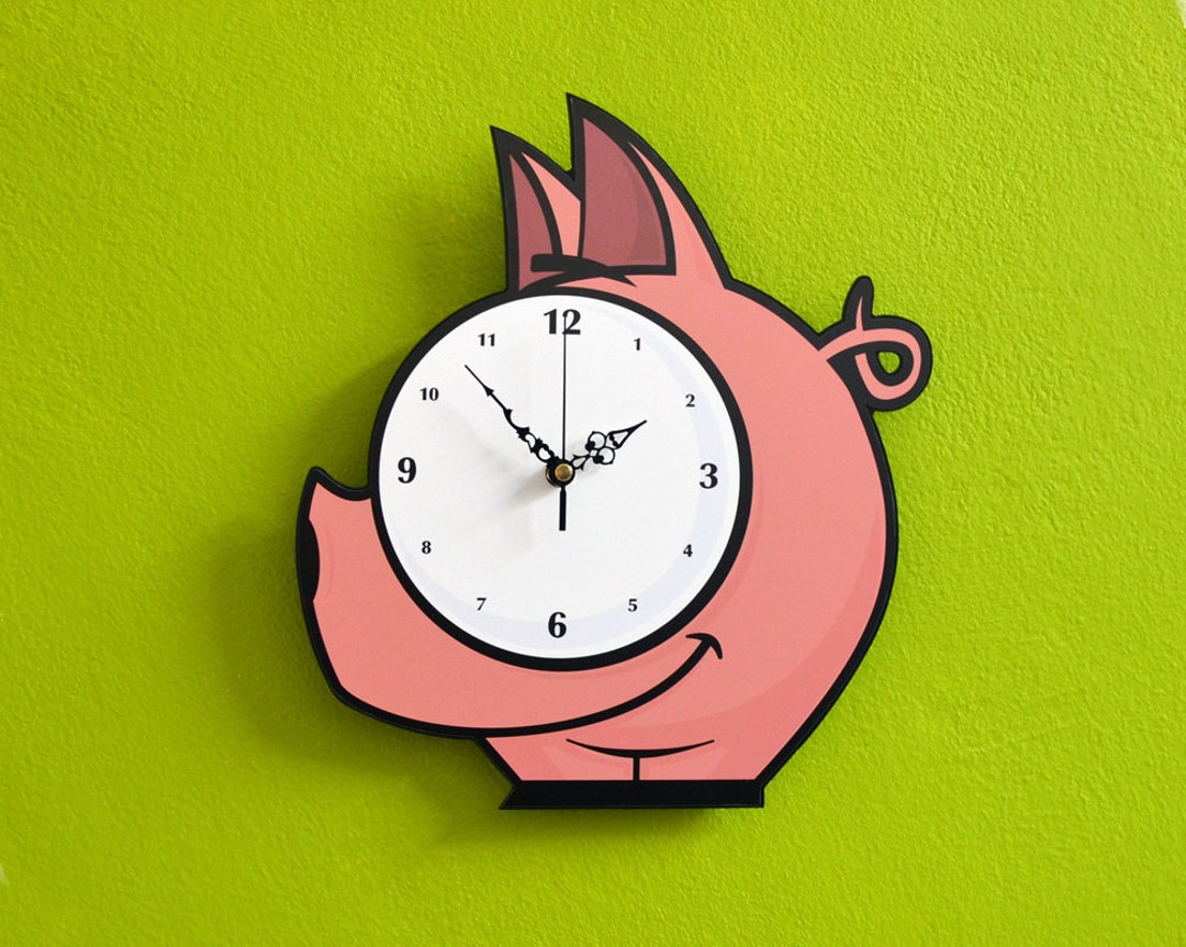 Lps Clock Cute Little Pig Cartoon - Wall Clock - Etsy