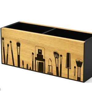 Wooden Accessories Holder - Desk Organizer - Personalized Gift for Beautician - Cosmetic Storage - Tools Organizer - Make Up Organizer