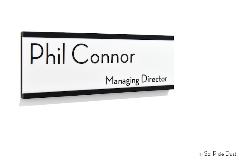 Style 3 Door Name Sign White Acrylic Slide Plate- Custom Wall Mounted Name Label Business Office Sign Office Door Name Plate