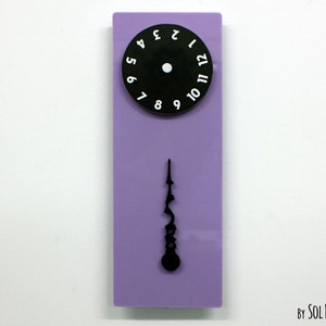Stable Hand, Rotating Numbers - Purple Wall Clock