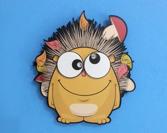 Funny Hedgehog - Moving eyes Wall Clock